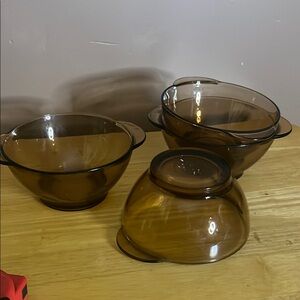 (4) duralex smoky coloured glass bowls